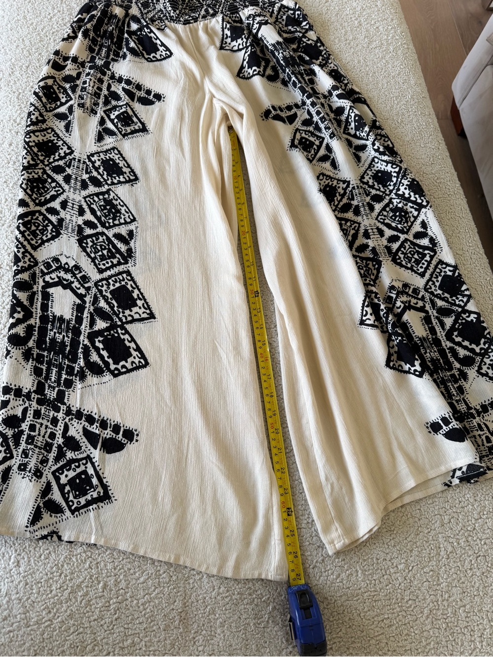 Free People Cream and Black Wide-Leg Palazzo Pants - Picture 2 of 7